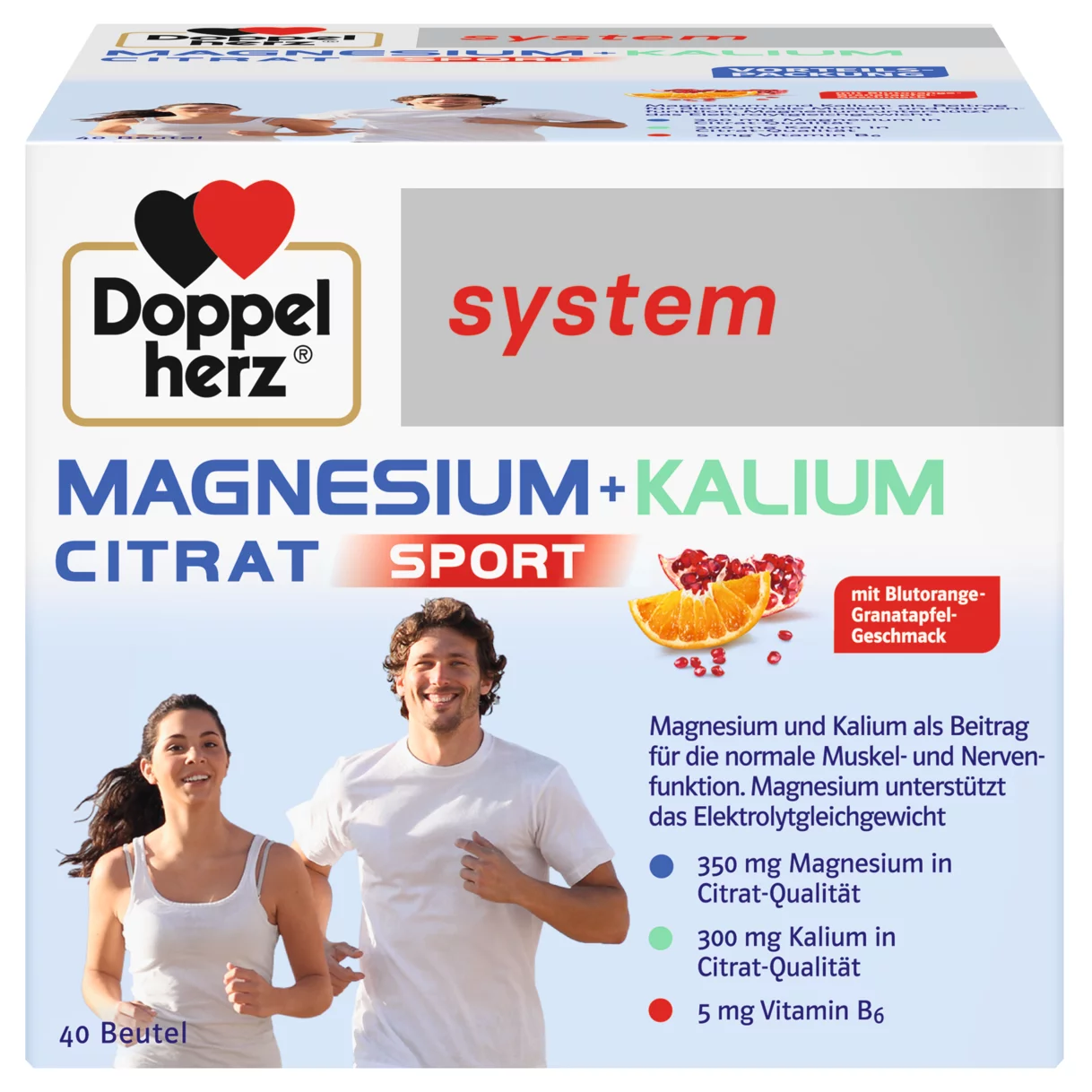 Abbildung der Produktverpackung Doppelherz system MAGNESIUM + KALIUM CITRAT Frontansicht